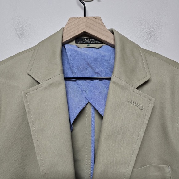 LL Bean Easy-Care Performance Travel Safari Blazer Sz 40R Coastal Dune Elbow Pad - Picture 2 of 13